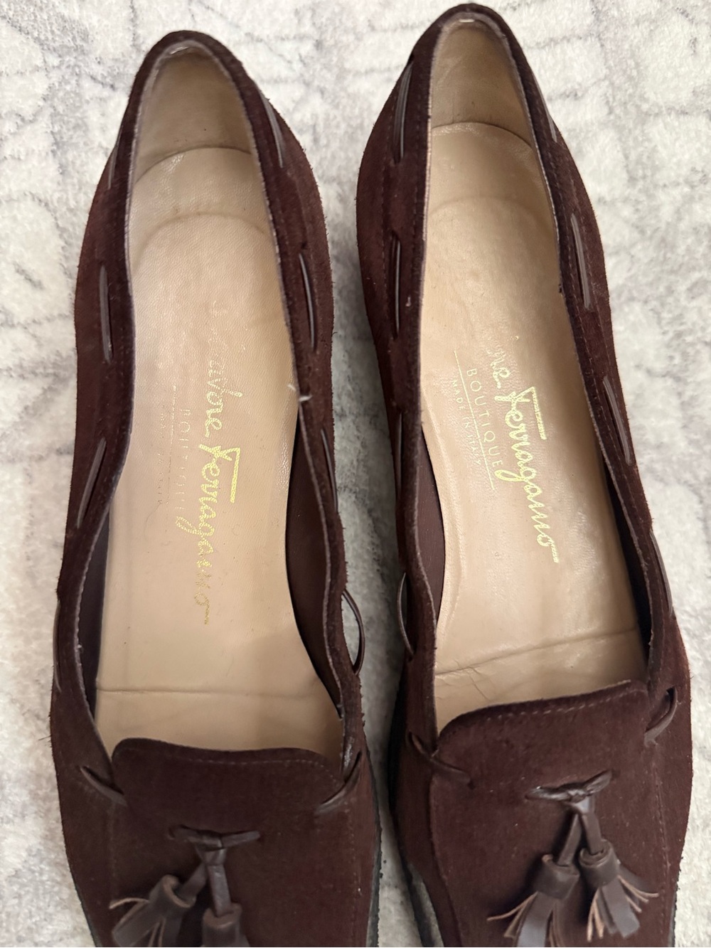 Salvatore Ferragamo Boutique Brown Suede Tassel Loafers Size 6.5 - Picture 3 of 10